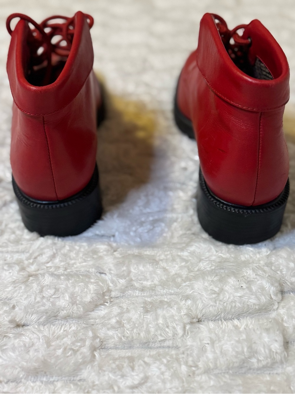 Vintage Danexx Red Lace-Up Booties Size 6.5 Retro Ankle Boots - Picture 7 of 13
